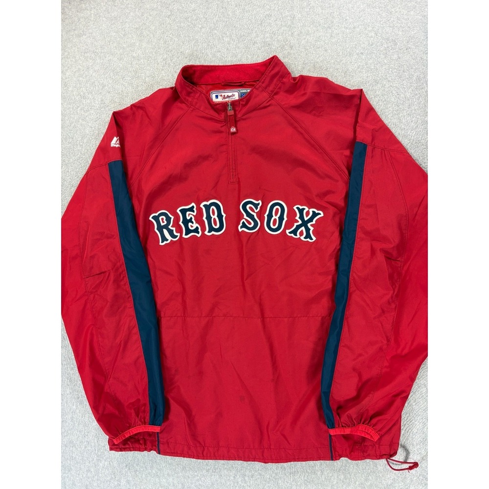 Boston Red Sox Majestic Cool Base 1/4 Zip Dugout Windbreaker (Men's XL) Red